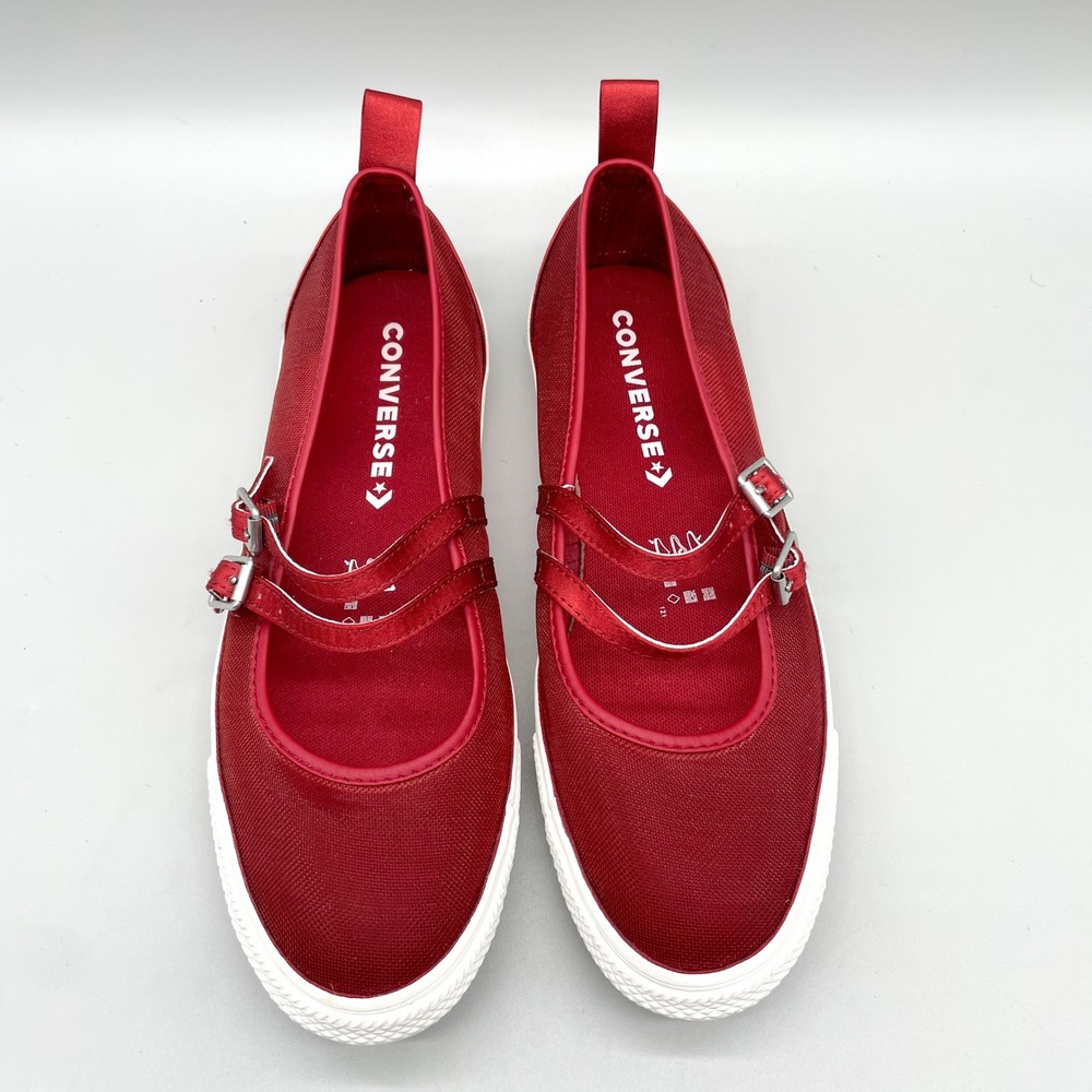 Converse Womens 10.5 All Star Mary Jane Red Mesh Sneakers Buckle Strap Y2K Chic